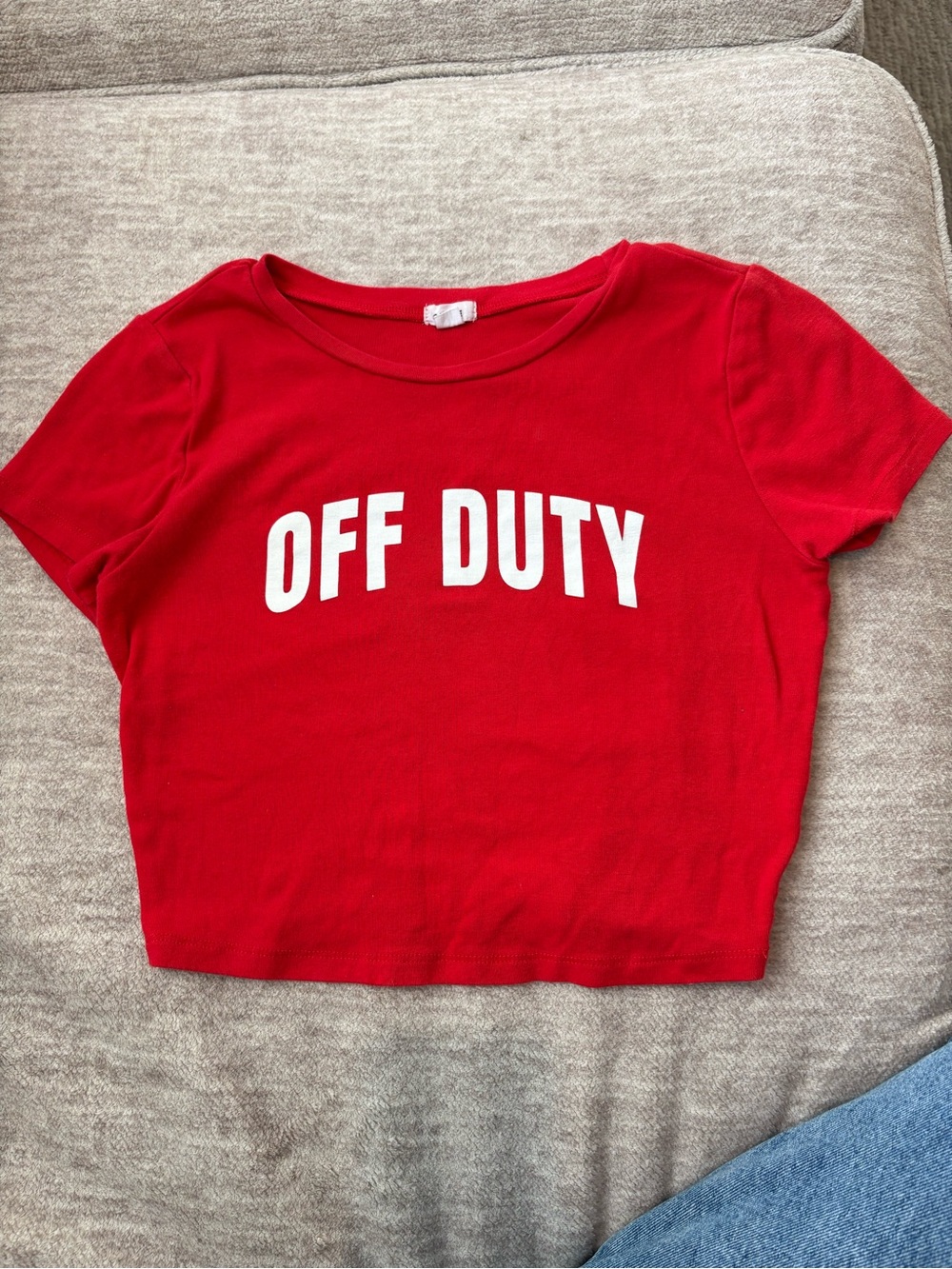 Garage Red "Off Duty" Crop Tee